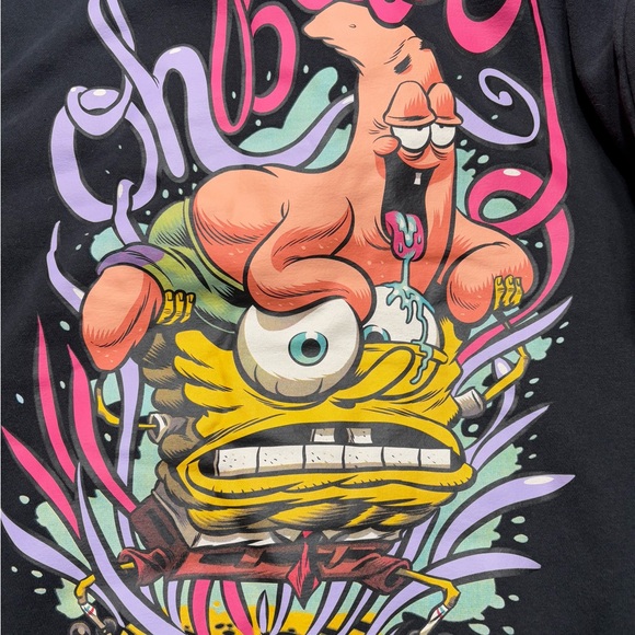 Divided H&M Black Spongebob Hoodie Size XL w/ Patrick "Oh Buoy" Graphic Print - Picture 11 of 13